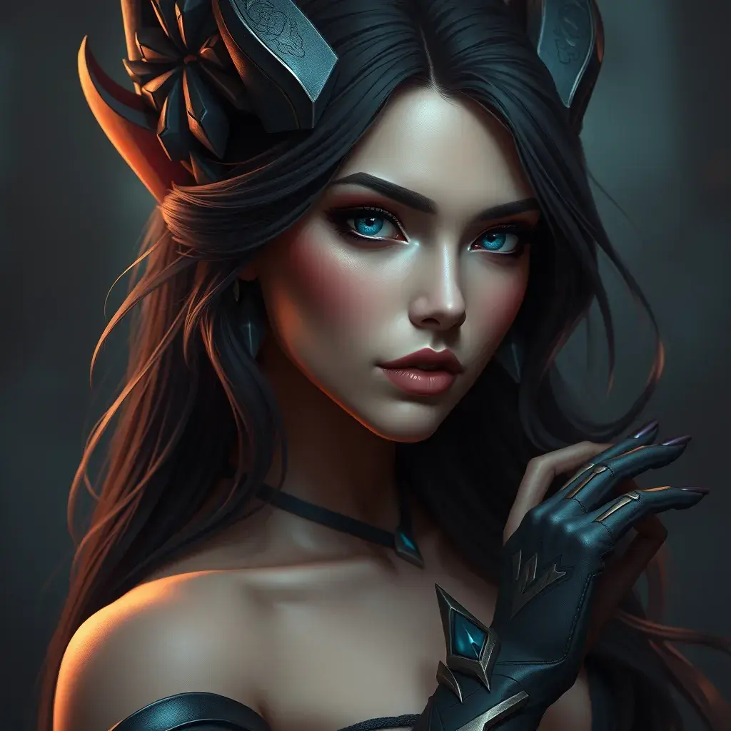 Alluring matte portrait of a beautiful Vex from League of Legends in the style of Stefan Kostic, 8k, High Definition, Highly Detailed, Intricate, Half Body, Realistic, Sharp Focus, Fantasy, Elegant