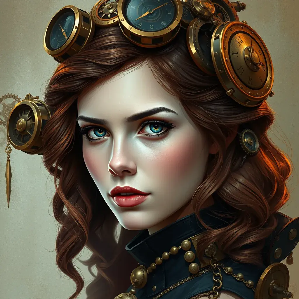 Steampunk portrait of Emma Watson, Highly Detailed, Intricate, Artstation, Beautiful, Digital Painting, Sharp Focus, Concept Art, Elegant