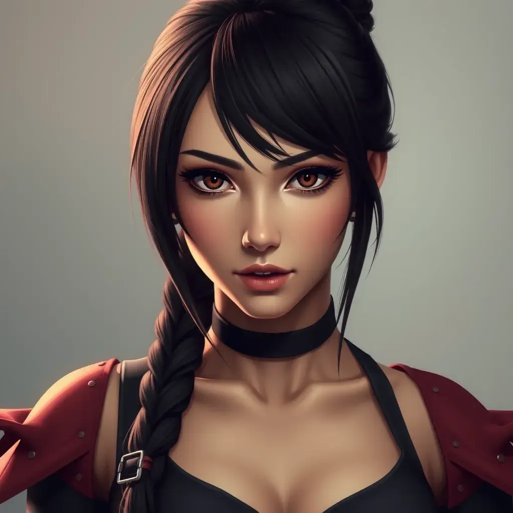 Matte portrait of Tifa Lockhart, Highly Detailed, Beautiful, Photo Realistic, Sharp Focus, Elegant