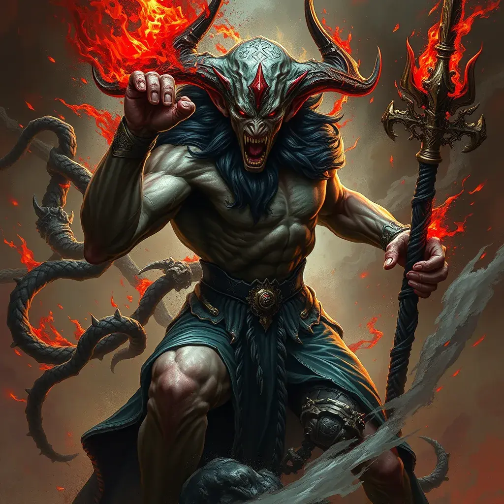 A fierce Hades, god of the underworld, Highly Detailed, Hyper Detailed, Powerful, Artstation, Vintage Illustration, Digital Painting, Sharp Focus, Smooth, Concept Art