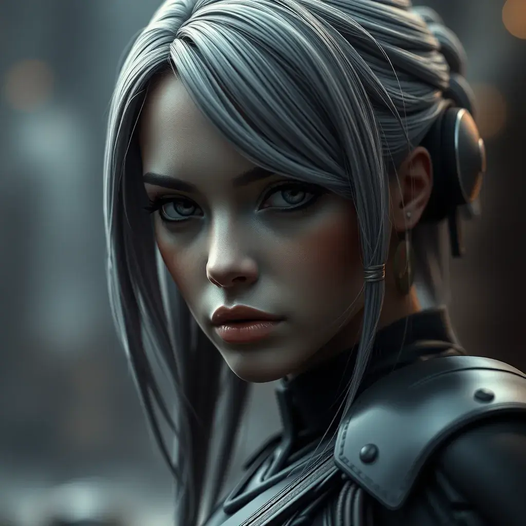 Alluring matte portrait of a beautiful A2 from Nier Automata in the style of Stefan Kostic, Highly Detailed, Full Body, Bokeh effect, Photo Realistic, Sharp Focus