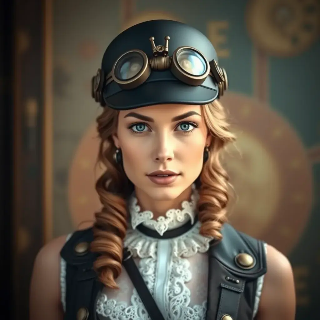 Steampunk portrait of Emily Blunt, Highly Detailed, Beautiful, Photo Realistic, Sharp Focus, Elegant