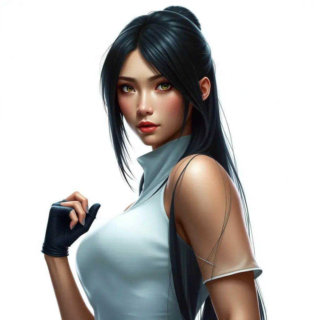 Matte portrait of Tifa Lockhart from final fantasy in white, Highly Detailed, Half Body, Beautiful, Sharp Focus, Elegant by Stefan Kostic