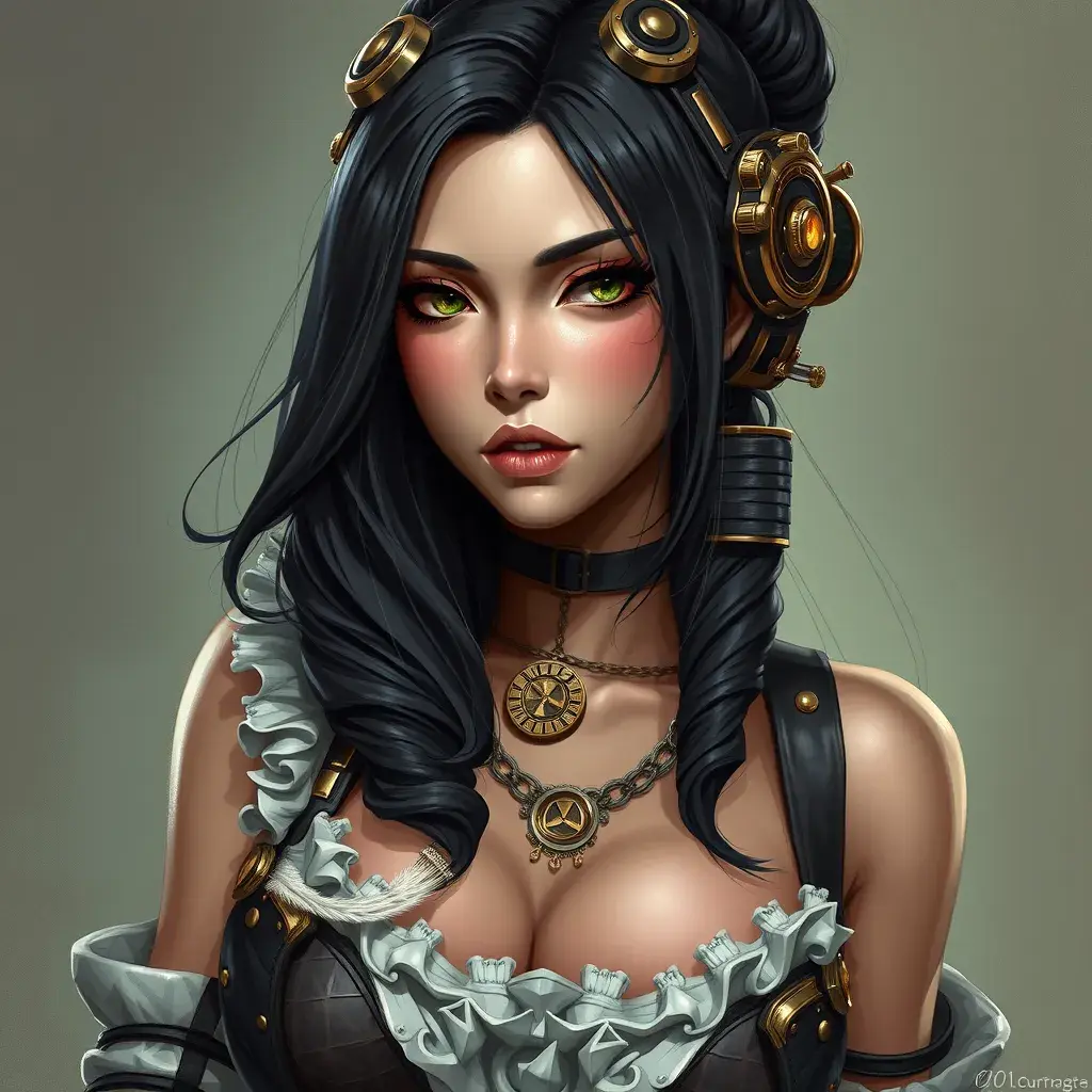 Steampunk portrait of Tifa Lockhart, Highly Detailed, Intricate, Artstation, Beautiful, Digital Painting, Sharp Focus, Concept Art, Elegant