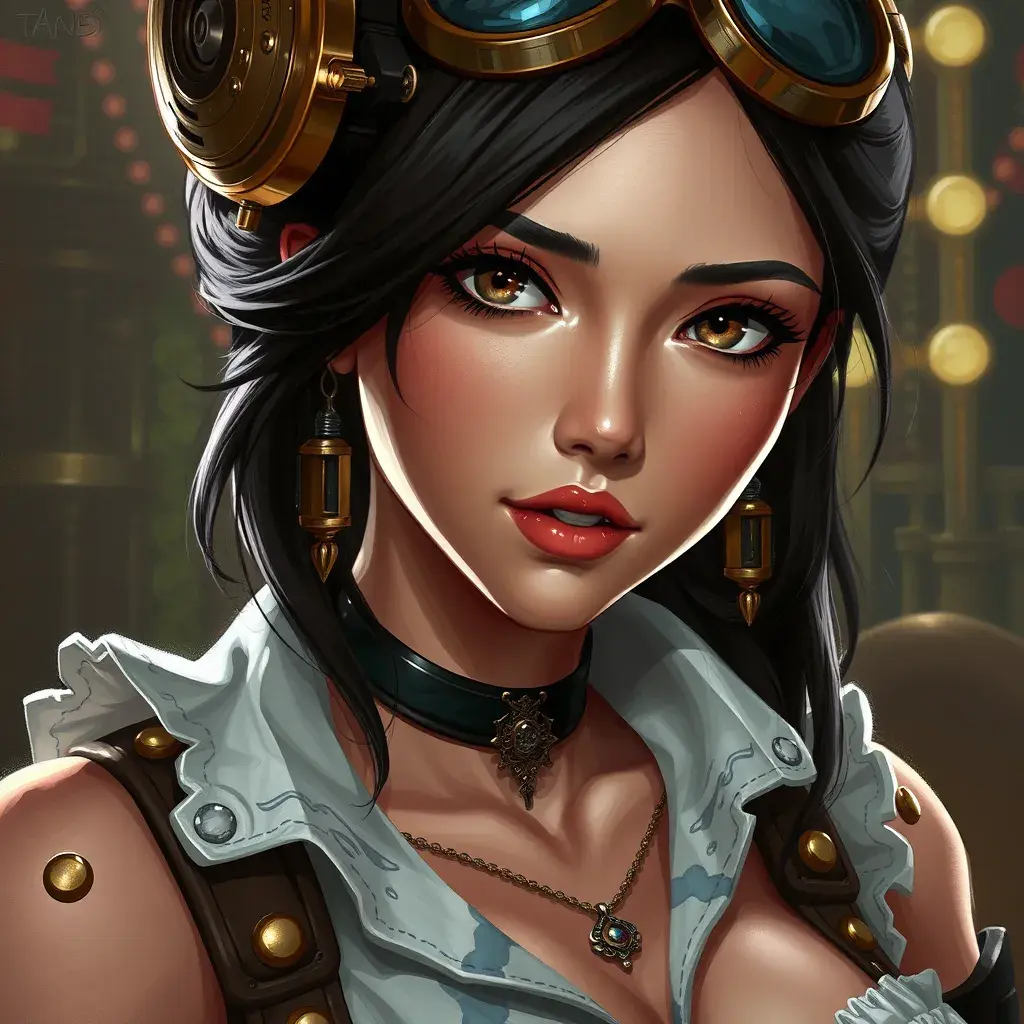 Steampunk portrait of Tifa Lockhart, Highly Detailed, Intricate, Artstation, Beautiful, Digital Painting, Sharp Focus, Concept Art, Elegant