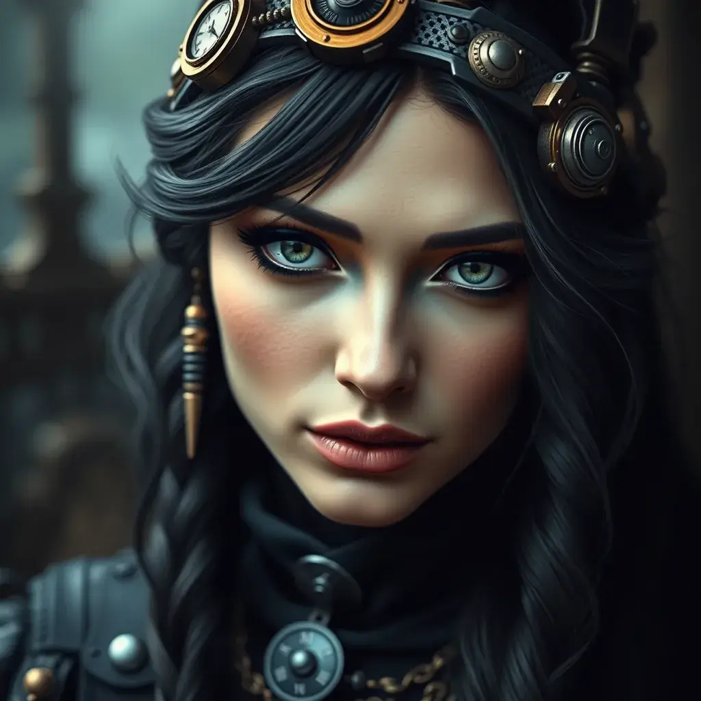 Steampunk portrait of Yennefer, Highly Detailed, Beautiful, Photo Realistic, Sharp Focus, Elegant