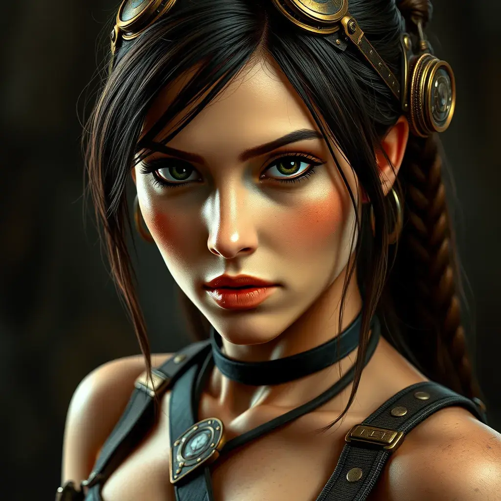 Steampunk portrait of Lara Croft, Highly Detailed, Beautiful, Photo Realistic, Sharp Focus, Elegant