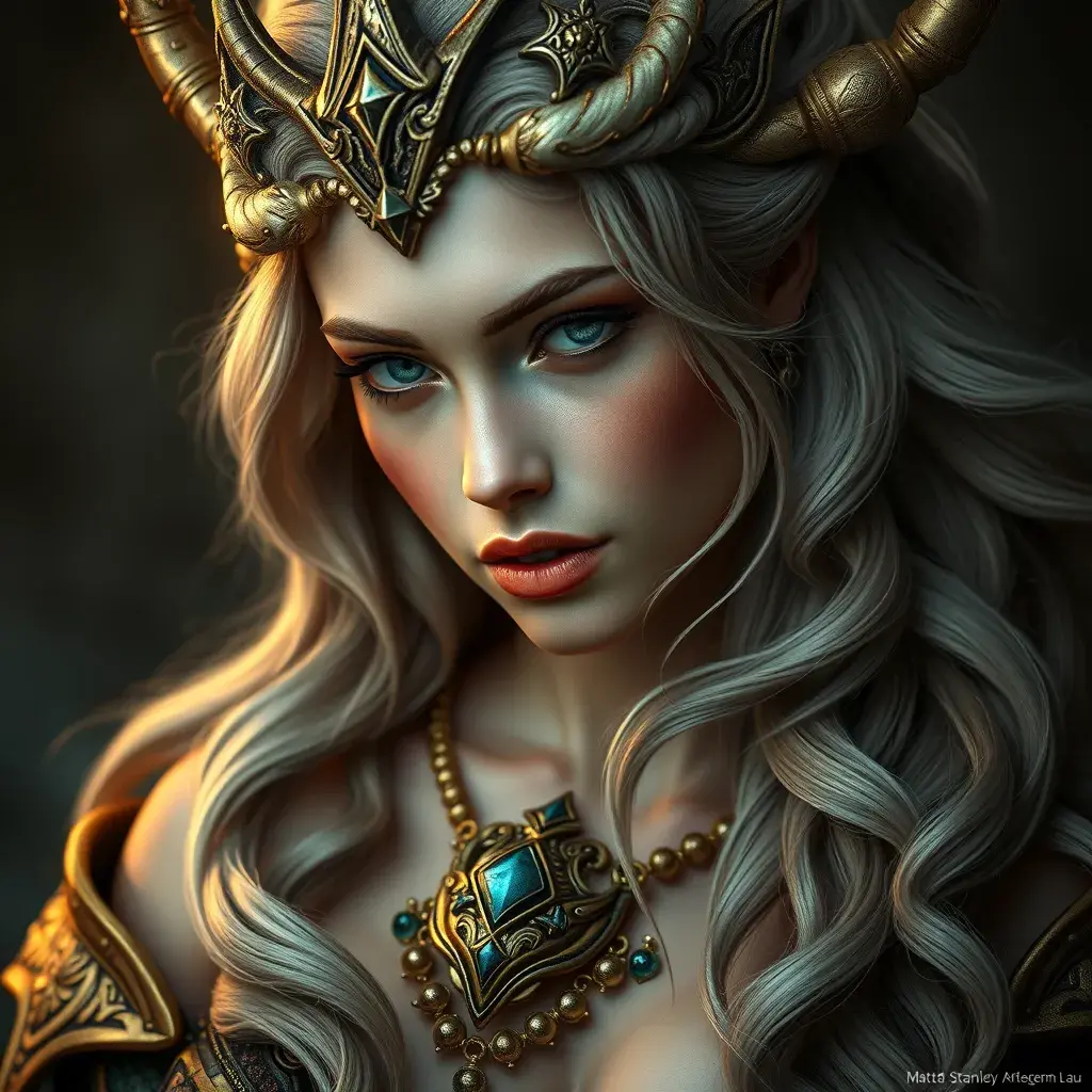 Alluring matte portrait of the beautiful norse goddess Freyja in the style of Stefan Kostic, 8k, Highly Detailed, Intricate, Realistic, Sharp Focus, Volumetric Lighting, Fantasy, Elegant by Stanley Artgerm Lau, Alphonse Mucha, WLOP