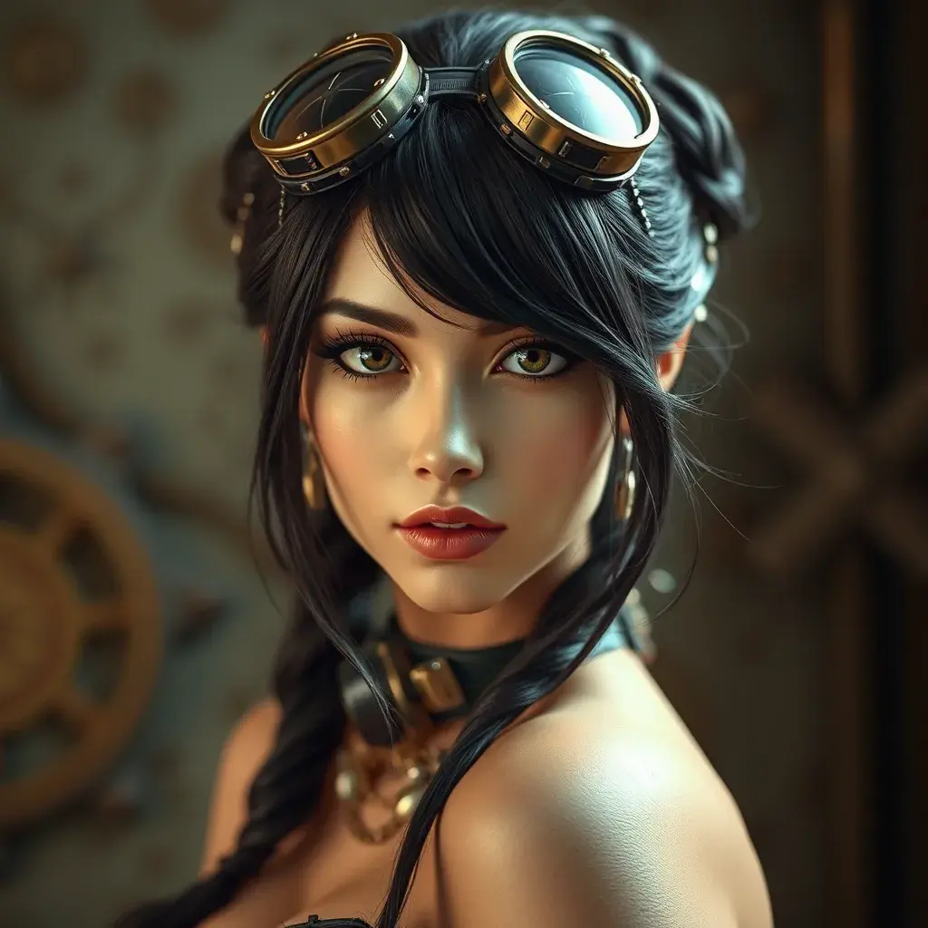 Steampunk portrait of Tifa Lockhart, Highly Detailed, Beautiful, Photo Realistic, Sharp Focus, Elegant