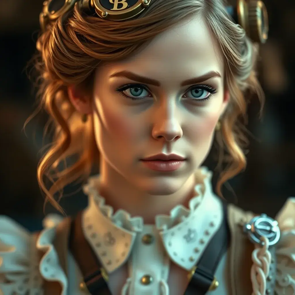 Steampunk portrait of Emma Watson, Highly Detailed, Beautiful, Photo Realistic, Sharp Focus, Elegant