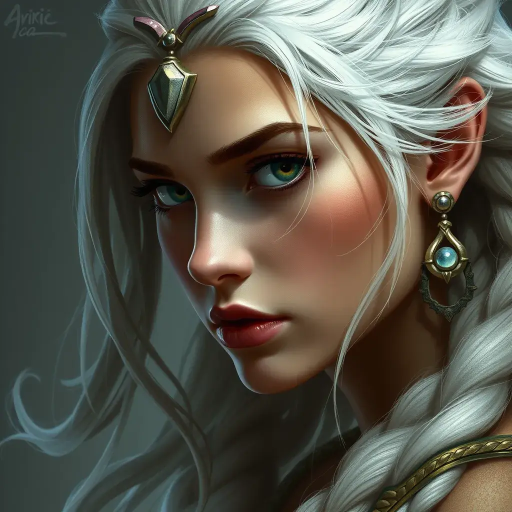 Portrait of Ciri as Amazon Viking Athena, Highly Detailed, Intricate, Artstation, Digital Painting, Illustration, Sharp Focus, Smooth, Concept Art, Elegant, Dark by Stanley Artgerm Lau, Alphonse Mucha, Greg Rutkowski