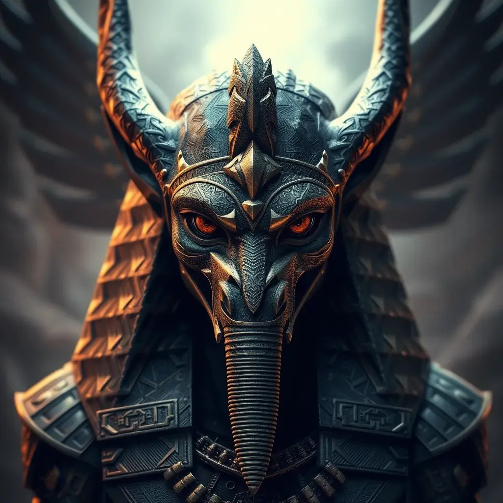 The egyptian god Anubis, Hyper Detailed, Powerful, Sharp Focus