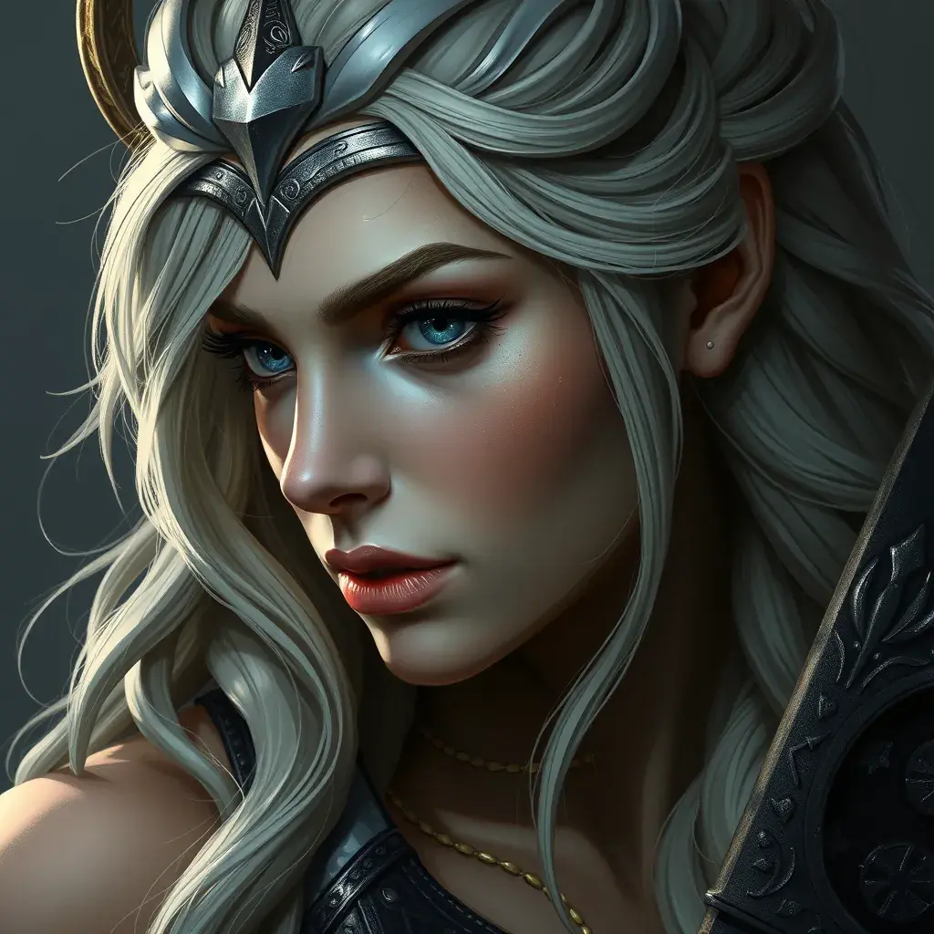 Portrait of Ciri as Amazon Viking Athena, Highly Detailed, Intricate, Artstation, Digital Painting, Illustration, Sharp Focus, Smooth, Concept Art, Elegant, Dark by Stanley Artgerm Lau, Alphonse Mucha, Greg Rutkowski