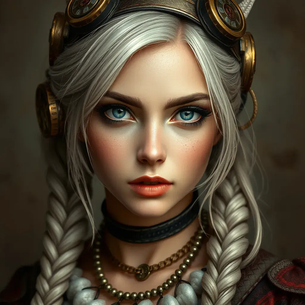 Steampunk portrait of Ciri, Highly Detailed, Beautiful, Photo Realistic, Sharp Focus, Elegant