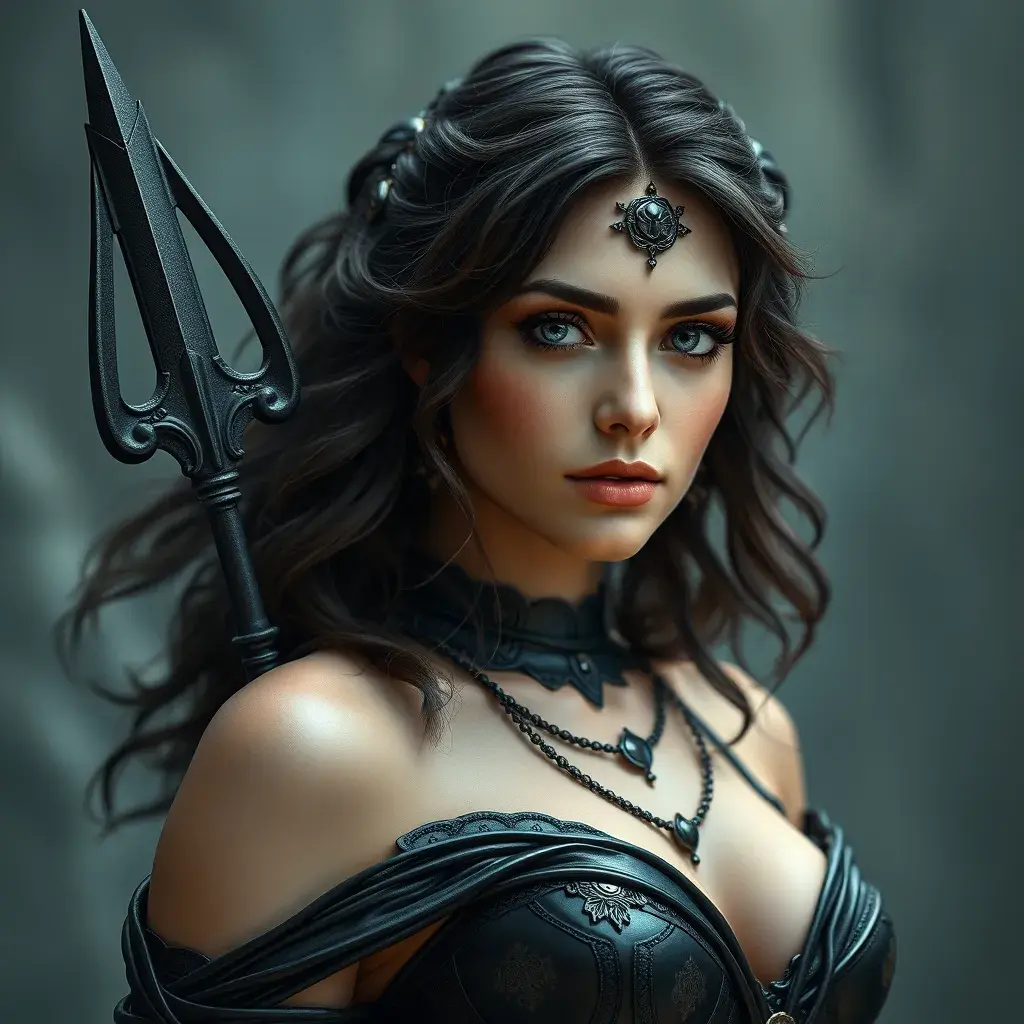 Alluring matte portrait of the beautiful goddess Artemis in black leather, 8k, Highly Detailed, Intricate, Realistic, Sharp Focus, Volumetric Lighting, Fantasy, Elegant by Stanley Artgerm Lau, Alphonse Mucha, WLOP