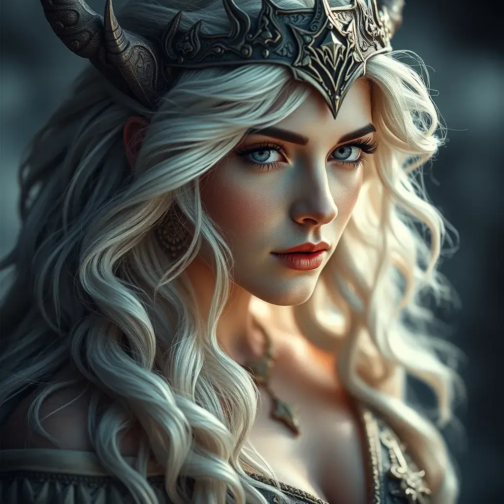 Alluring matte portrait of the beautiful norse goddess Freyja in the style of Stefan Kostic, 8k, Highly Detailed, Intricate, Realistic, Sharp Focus, Volumetric Lighting, Fantasy, Elegant by Stanley Artgerm Lau, Alphonse Mucha, WLOP