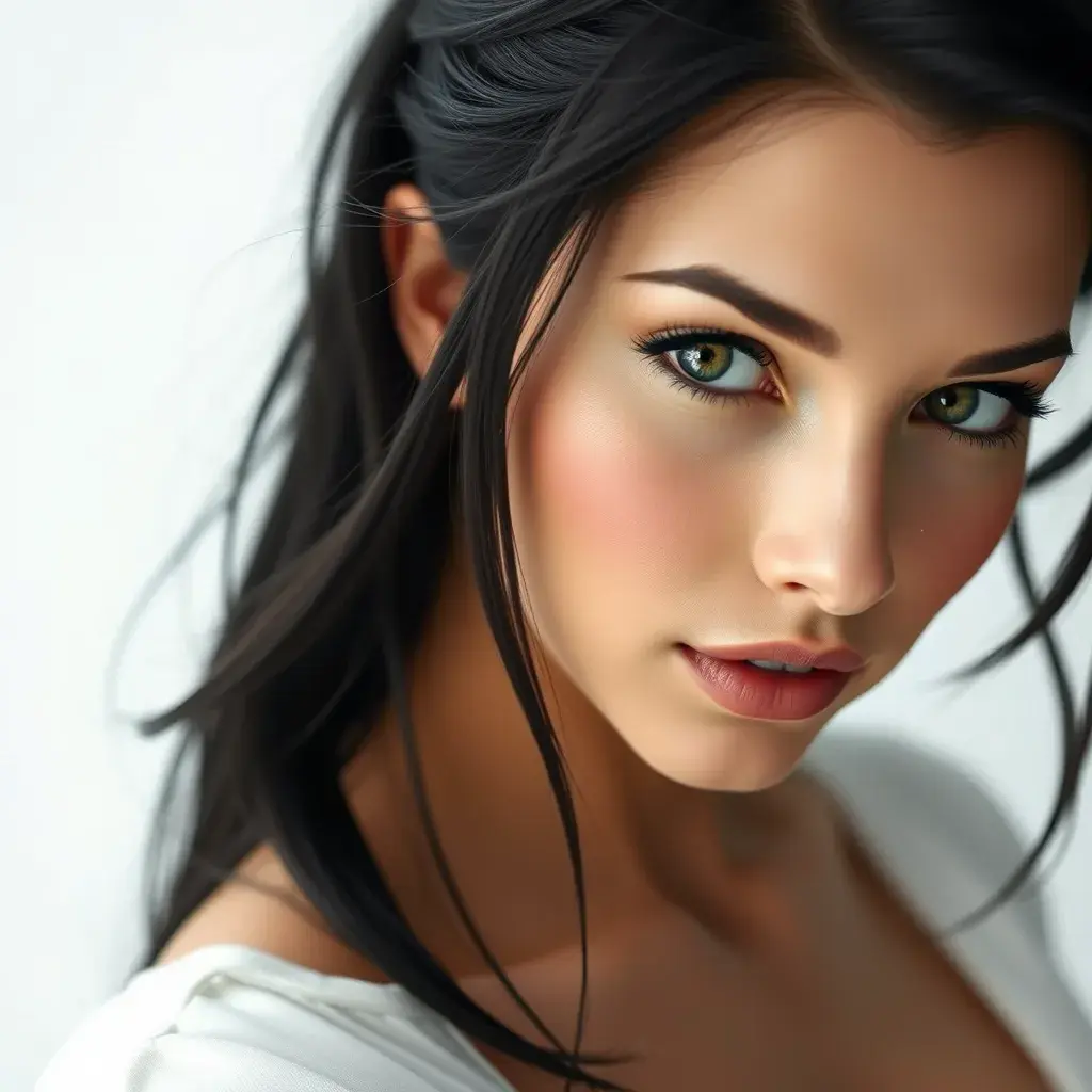 Matte portrait of Tifa Lockhart in white, Highly Detailed, Beautiful, Sharp Focus, Elegant