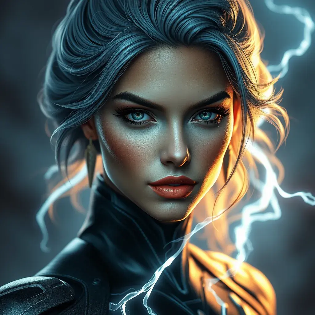 Alluring matte portrait of a beautiful Storm from Xmen in the style of Stefan Kostic, 8k, Highly Detailed, Intricate, Half Body, Realistic, Sharp Focus, Volumetric Lighting, Fantasy, Elegant by Stanley Artgerm Lau