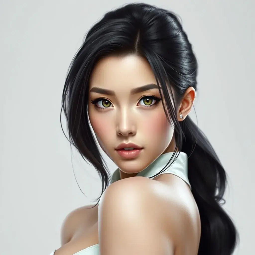 Matte portrait of Tifa Lockhart in white, Highly Detailed, Half Body, Beautiful, Sharp Focus, Elegant by Stanley Artgerm Lau