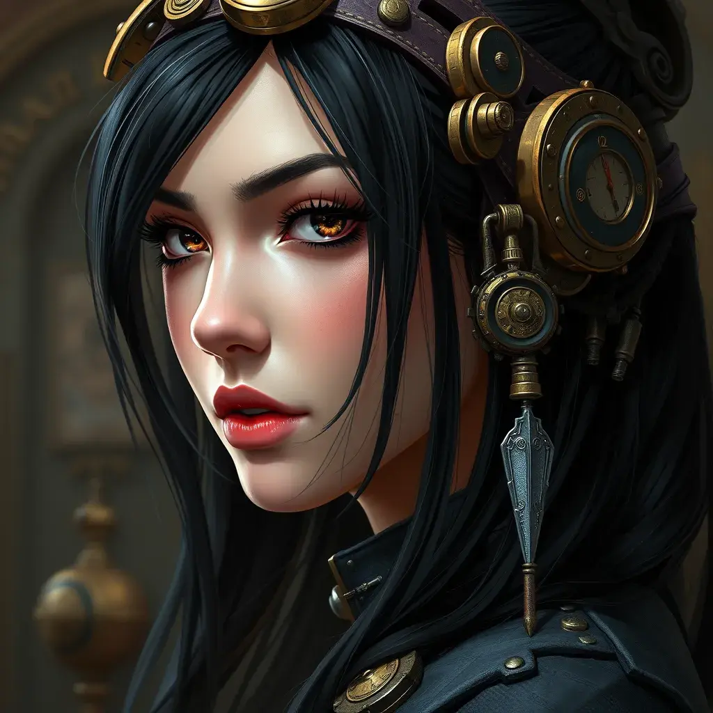 Steampunk portrait of Tifa Lockhart, Highly Detailed, Intricate, Artstation, Beautiful, Digital Painting, Sharp Focus, Concept Art, Elegant