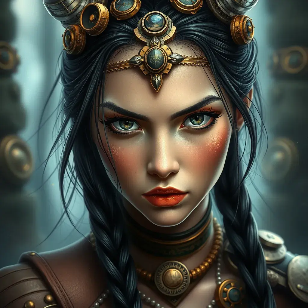 Steampunk portrait of Princess Mononoke, Highly Detailed, Beautiful, Photo Realistic, Sharp Focus, Elegant