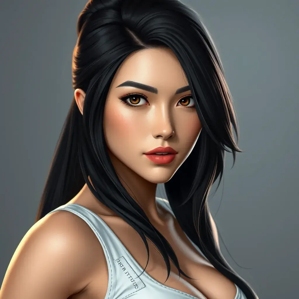 Matte portrait of Tifa Lockhart from final fantasy in white, Highly Detailed, Half Body, Beautiful, Sharp Focus, Elegant by Stanley Artgerm Lau