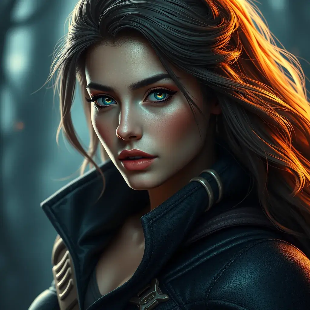 Alluring portrait of a beautiful Rogue from Xmen in the style of Stefan Kostic, 8k, Highly Detailed, Intricate, Half Body, Realistic, Sharp Focus, Volumetric Lighting, Fantasy, Elegant