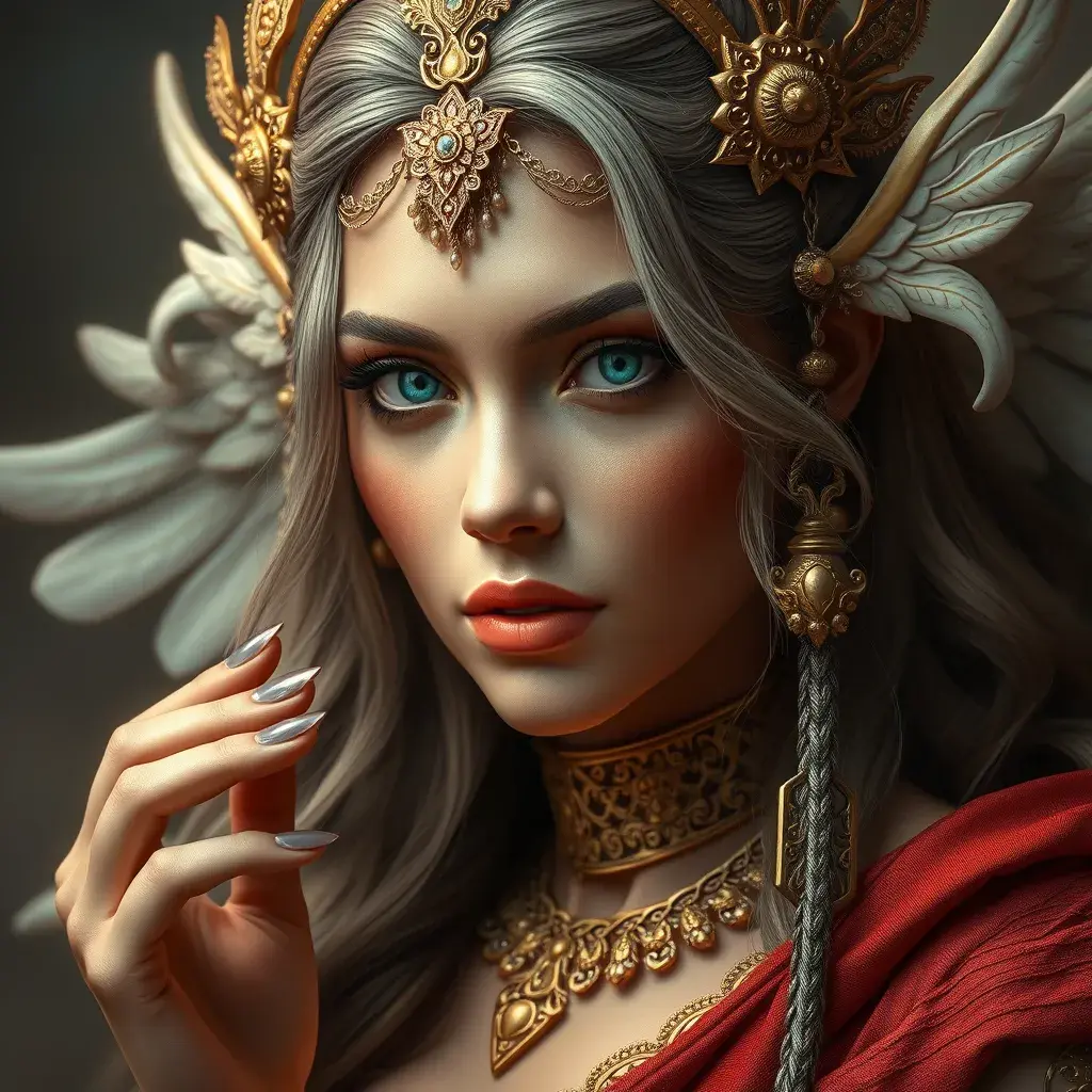 Alluring matte portrait of the beautiful goddess Ker in the style of Stefan Kostic, 8k, Highly Detailed, Intricate, Realistic, Sharp Focus, Volumetric Lighting, Fantasy, Elegant by Stanley Artgerm Lau, Alphonse Mucha, WLOP