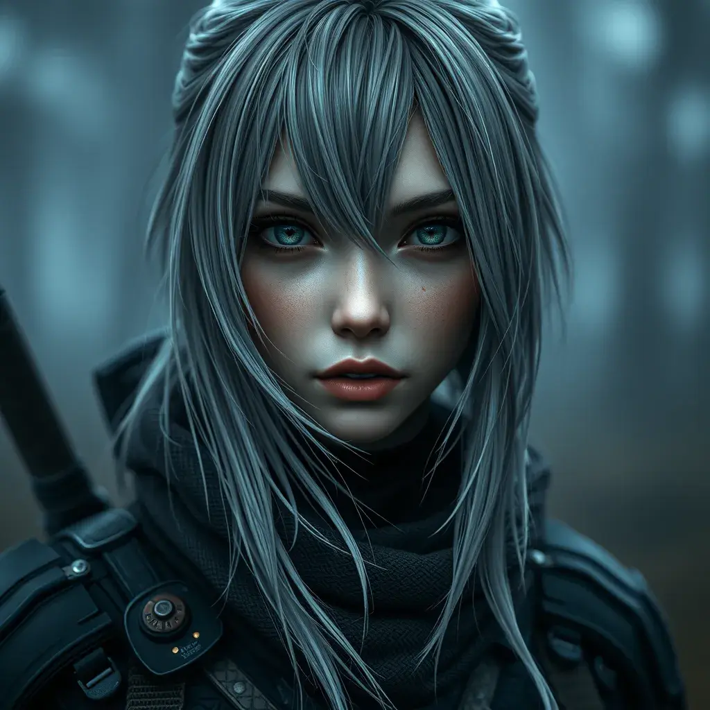 Alluring matte portrait of a beautiful ashen haired A2 from Nier Automata in the style of Stefan Kostic, Highly Detailed, Full Body, Bokeh effect, Photo Realistic, Sharp Focus