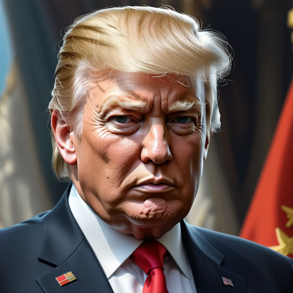 Donald Trump, Highly Detailed, Artstation, Half Body, Trending on Artstation, Beautiful, Soviet Poster, Digital Painting, Matte Painting, Sharp Focus by WLOP, Stefan Kostic