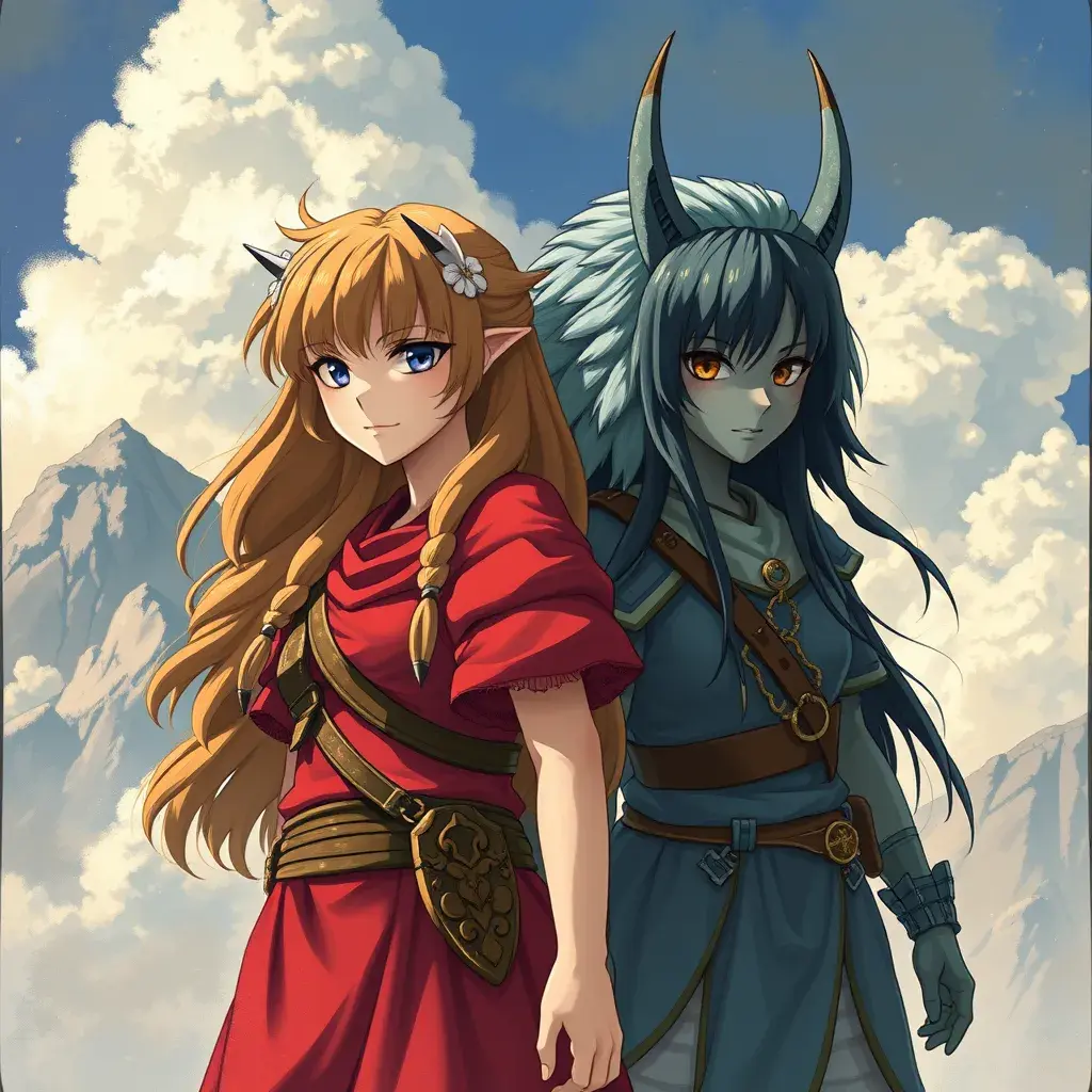 princess nausicaa and princess mononoke, Highly Detailed, Beautiful, Digital Painting, Anime, Fantasy by Studio Ghibli