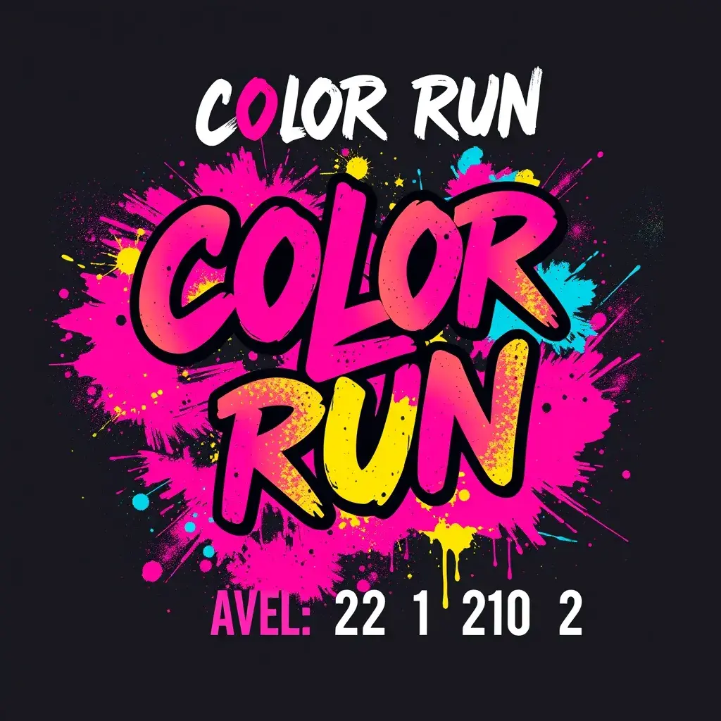 poster graphic for a color run event. Graffiti feel in a vector style, Poster