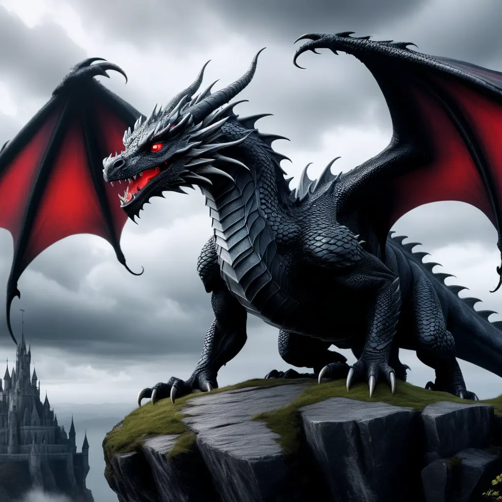 Dragon with red eyes, Gothic and Fantasy, Matte Painting