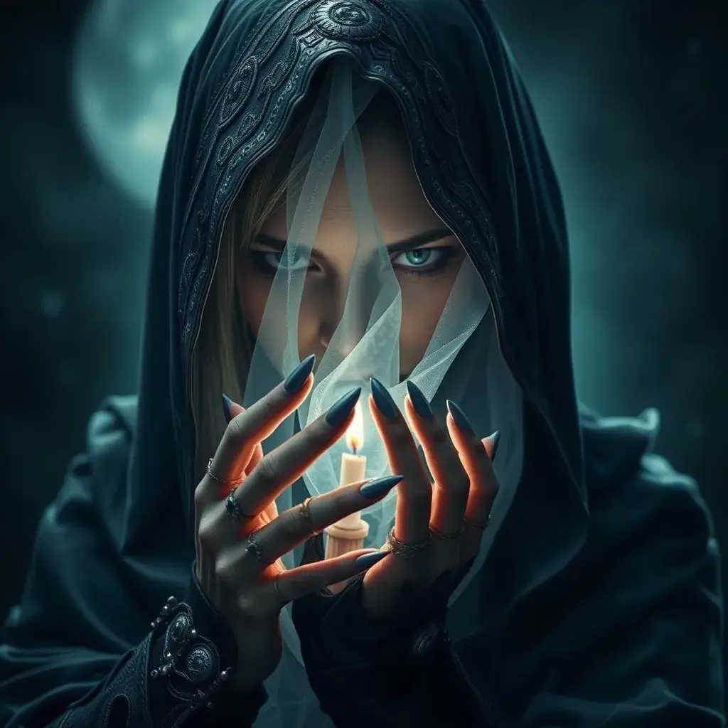 Veiled female necromancer, Gothic and Fantasy, Elden Ring, Photo Realistic, Dynamic Lighting by Stanley Artgerm Lau