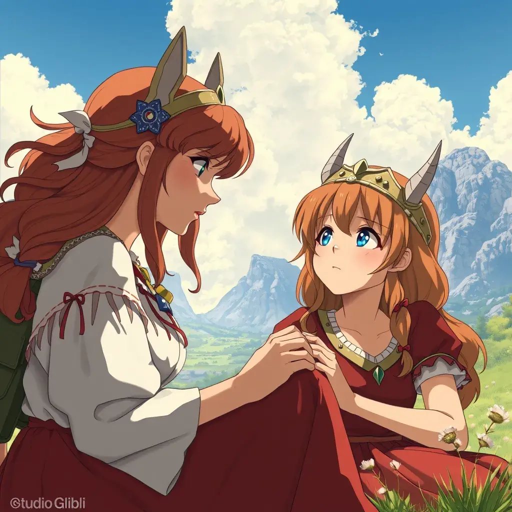 princess nausicaa and princess mononoke, Highly Detailed, Beautiful, Digital Painting, Anime, Fantasy by Studio Ghibli