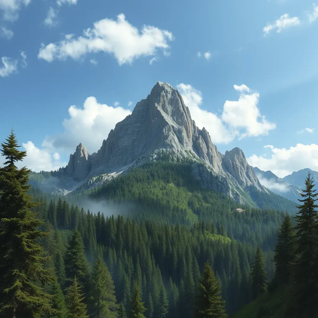 Mountain with forest, Highly Detailed, Landscape