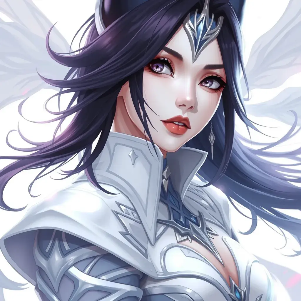 Matte portrait of a mysterious Fiora from League of Legends in white, Intricate, Half Body, Sharp Focus, Anime, Elegant by Stefan Kostic