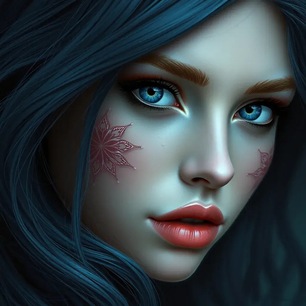 Ariel the mermaid with blue eyes, Intricate Details, Half Body, Beautiful, Matte Painting, Sharp Focus, Portrait, Fantasy by Stefan Kostic