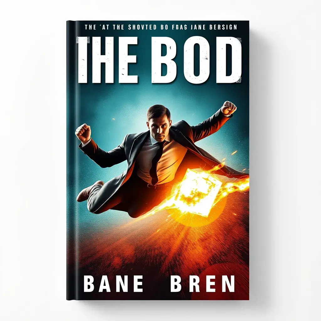 Design a compelling front page cover for the book, daring hero, in suit, Poster
