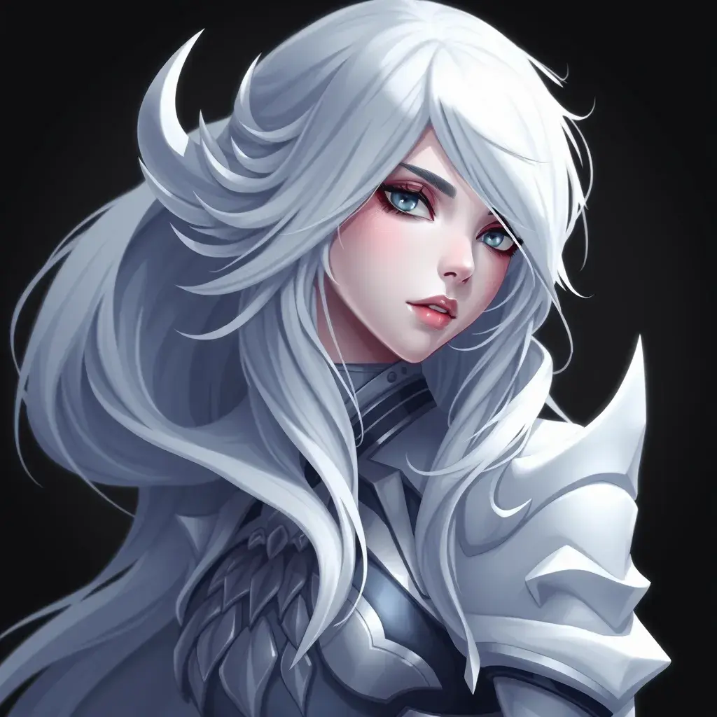 Matte portrait of a mysterious Fiora from League of Legends in white, Intricate, Half Body, Sharp Focus, Anime, Elegant