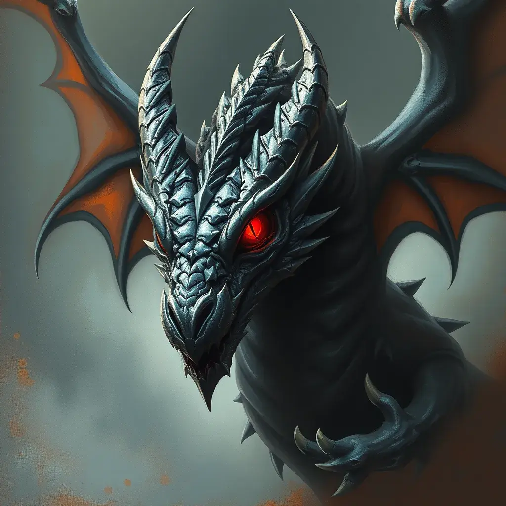 Dragon with red eyes, Gothic and Fantasy, Matte Painting
