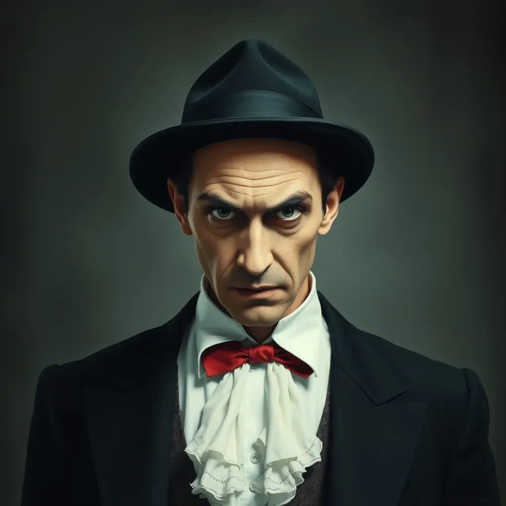 American Gothic Gomez Addams, Gothic and Fantasy, Half Body, Portrait, Threatening by Stefan Kostic