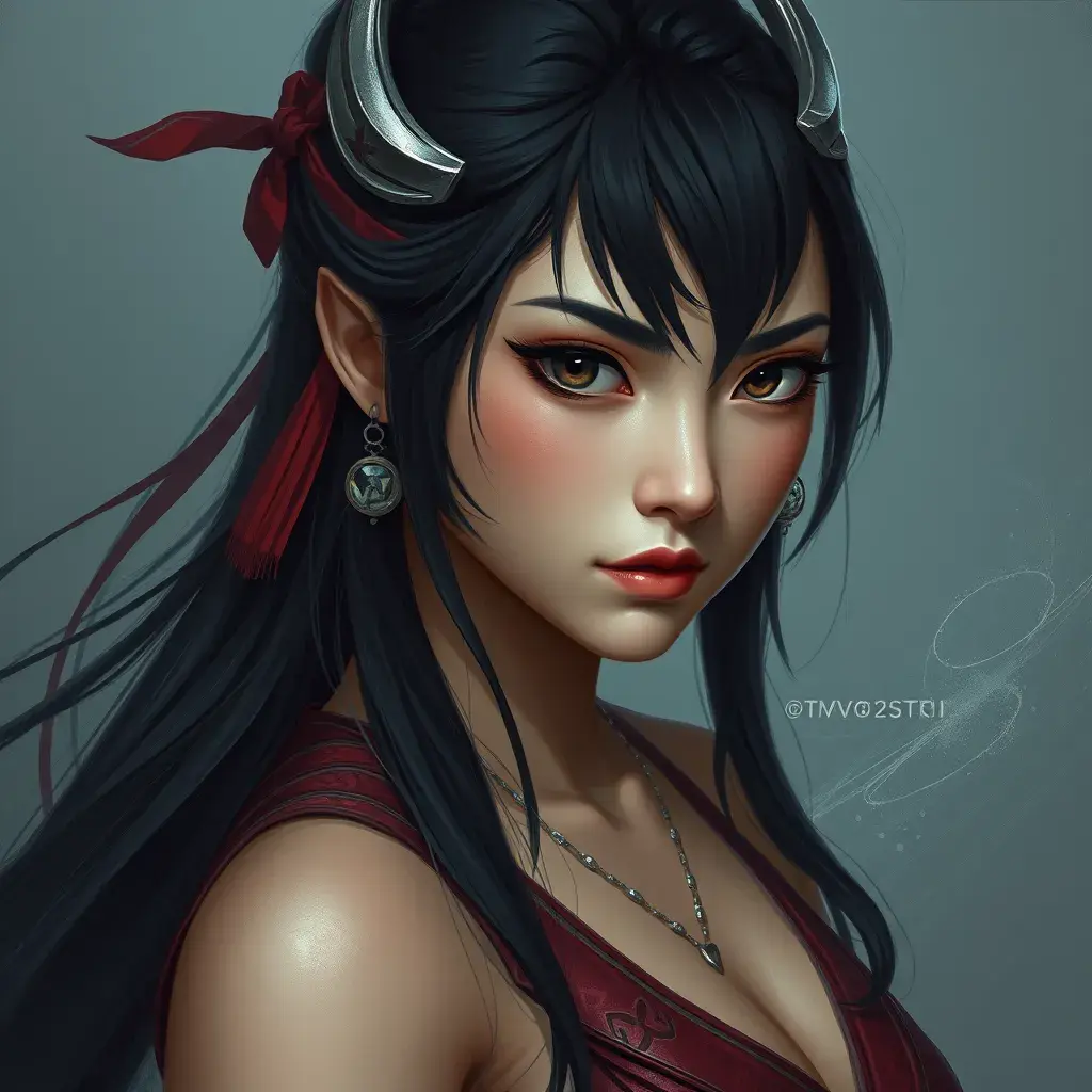 Mulan, Ultra Detailed, Half Body, Beautiful, Matte Painting, Sharp Focus, Portrait, Fantasy by Stefan Kostic