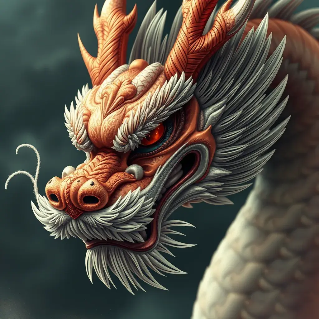 close up chinese dragon, Highly Detailed, Hyper Detailed, Powerful, Artstation, Vintage Illustration, Digital Painting, Sharp Focus, Smooth, Concept Art