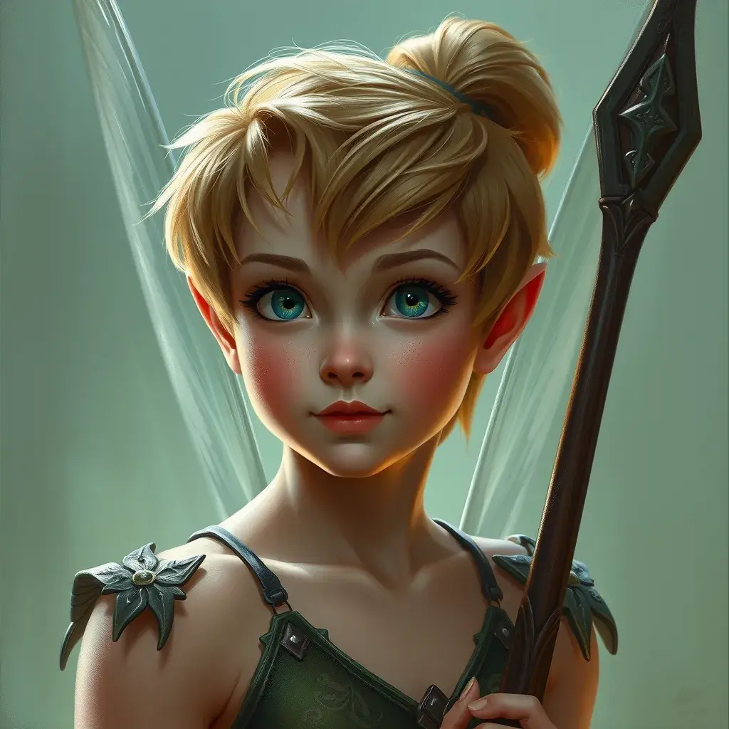 Matte portrait of Tinker Bell, Half Body, Beautiful, Matte Painting, Fantasy by Stefan Kostic