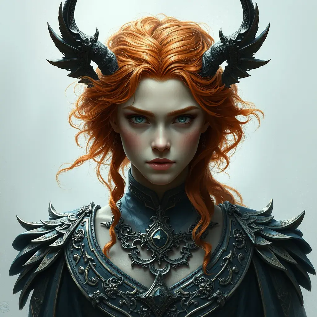 Merida of DunBroch, Intricate Artwork, Intricate Details, Half Body, Beautiful, Matte Painting, Sharp Focus, Portrait, Fantasy, Threatening by Stefan Kostic