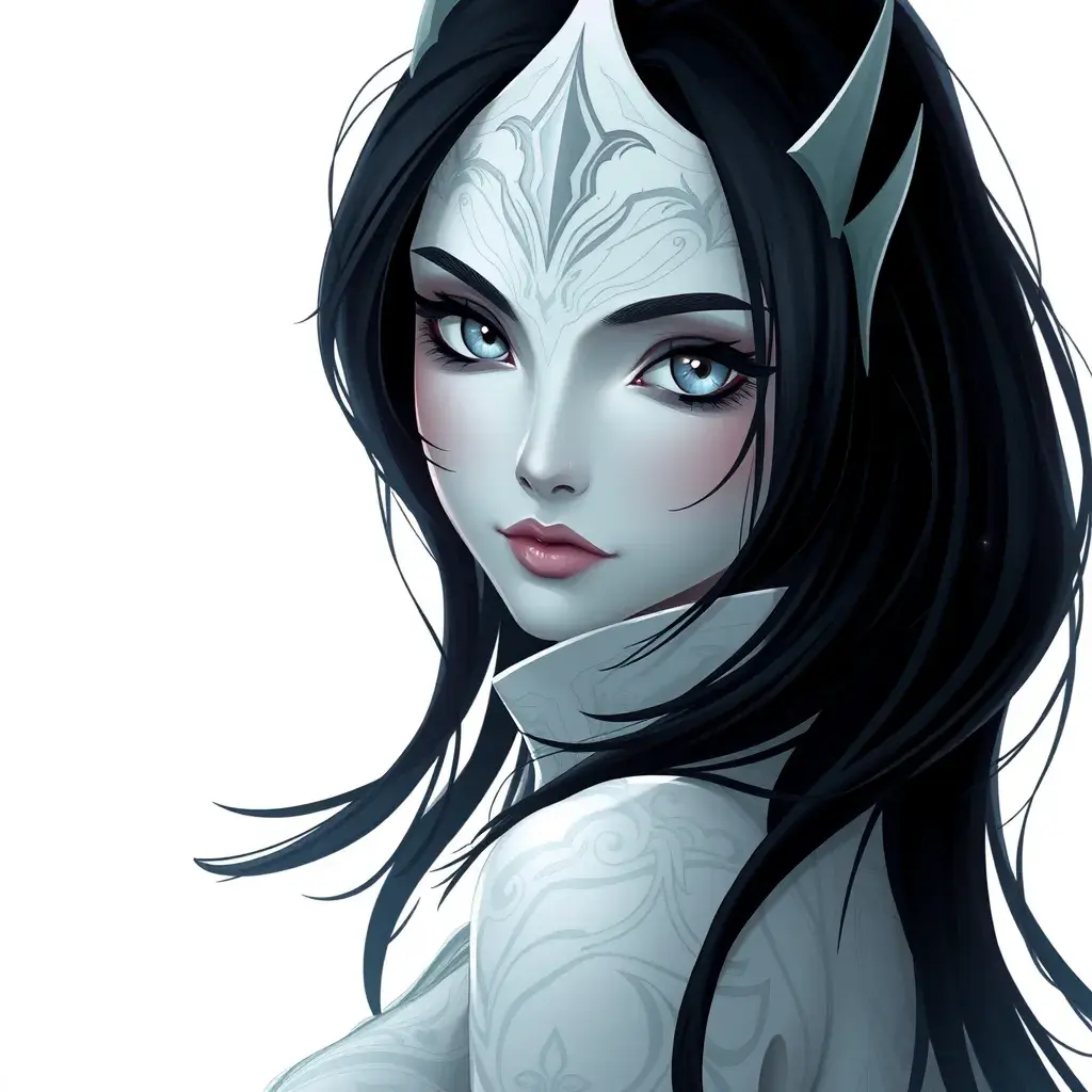 Matte portrait of a mysterious Fiora from League of Legends in white, Intricate, Half Body, Sharp Focus, Anime, Elegant by Stefan Kostic