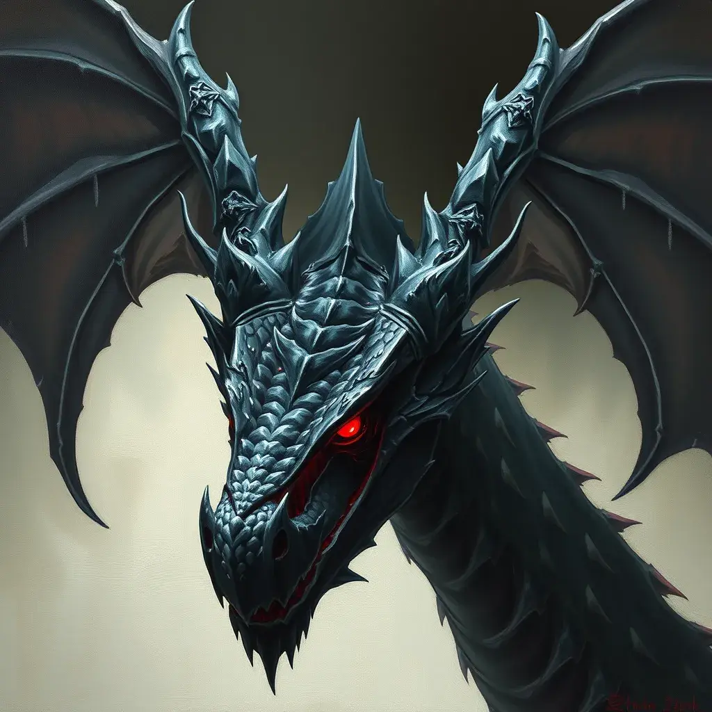 Dragon with red eyes, Gothic and Fantasy, Matte Painting