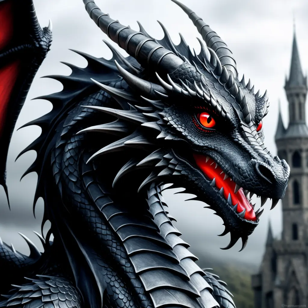 Dragon with red eyes, Gothic and Fantasy