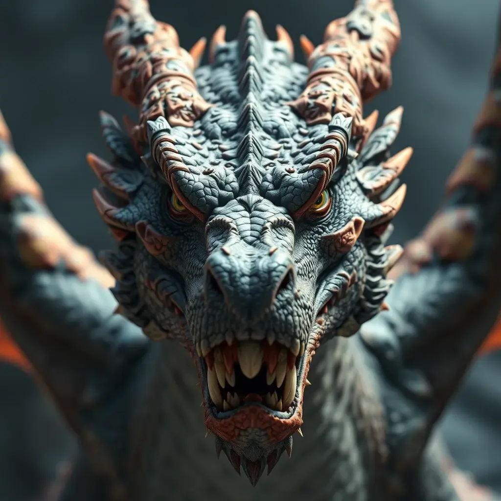 Closeup portrait of a fierce dragon in a fantasy world of dragons, 4k, Highly Detailed, Sharp Focus, Octane Render, Volumetric Lighting by Stanley Artgerm Lau, Frank Frazetta, WLOP